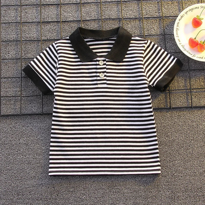 Conjuntos de rayas para niños y niñas, Tops de manga corta y pantalones cortos, 2 uds., trajes de ropa para niños, trajes informales de moda de 1 a 5 años