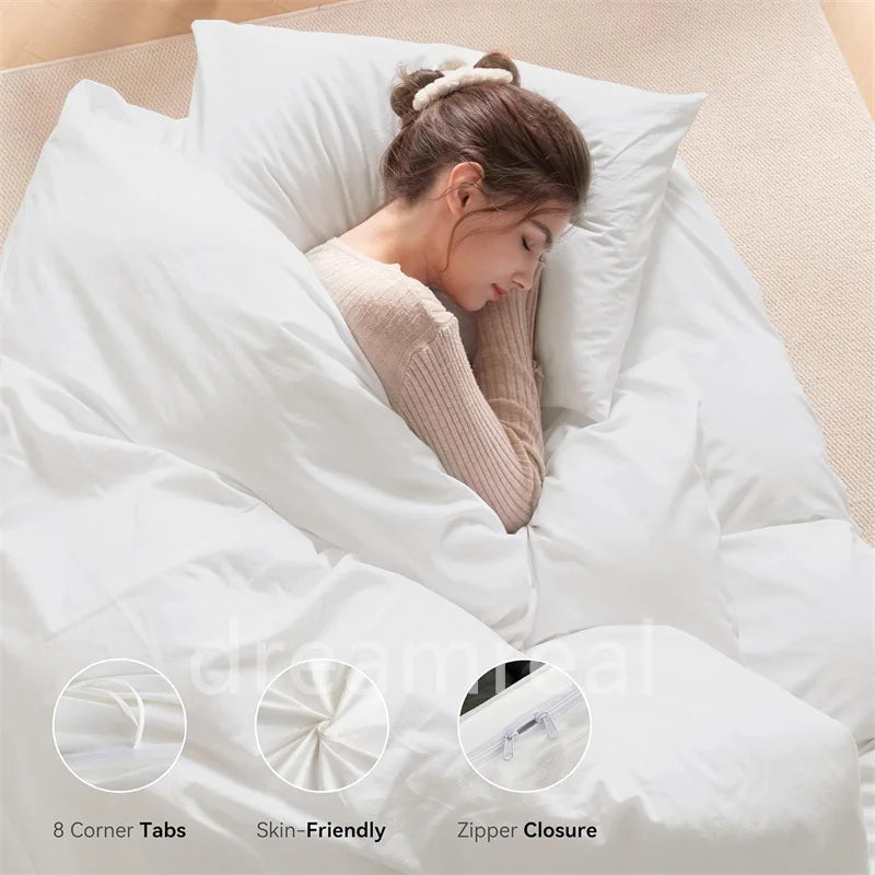 Juego de Ropa de Cama 100% Algodón, Juego de Sábanas de Algodón Lavado de Cuatro Piezas, Juego de Edredón, Funda de Edredón Doble para Parejas