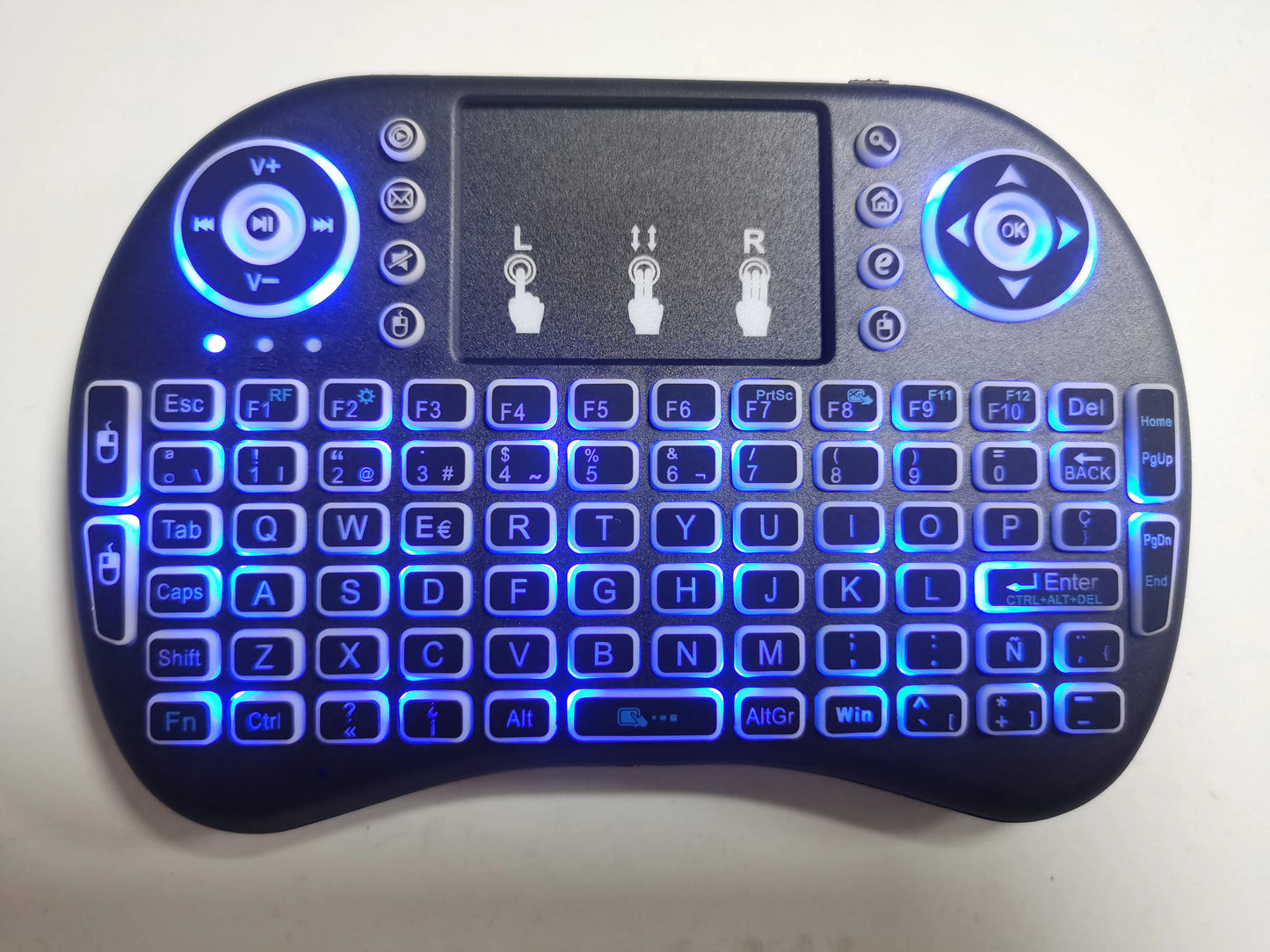 Miniteclado inalámbrico retroiluminado, periférico con Touchpad N, RGB, PC, TV Box, español, francés, Azerty, ruso, portugués, idioma de Brasil