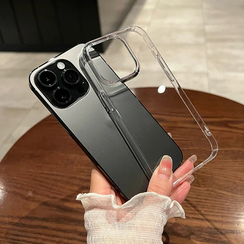 Fundas de parachoques transparentes a prueba de golpes de lujo para iPhone 16 15 14 13 12 11 Pro Max Plus accesorios de cubierta de teléfono acrílico suave transparente