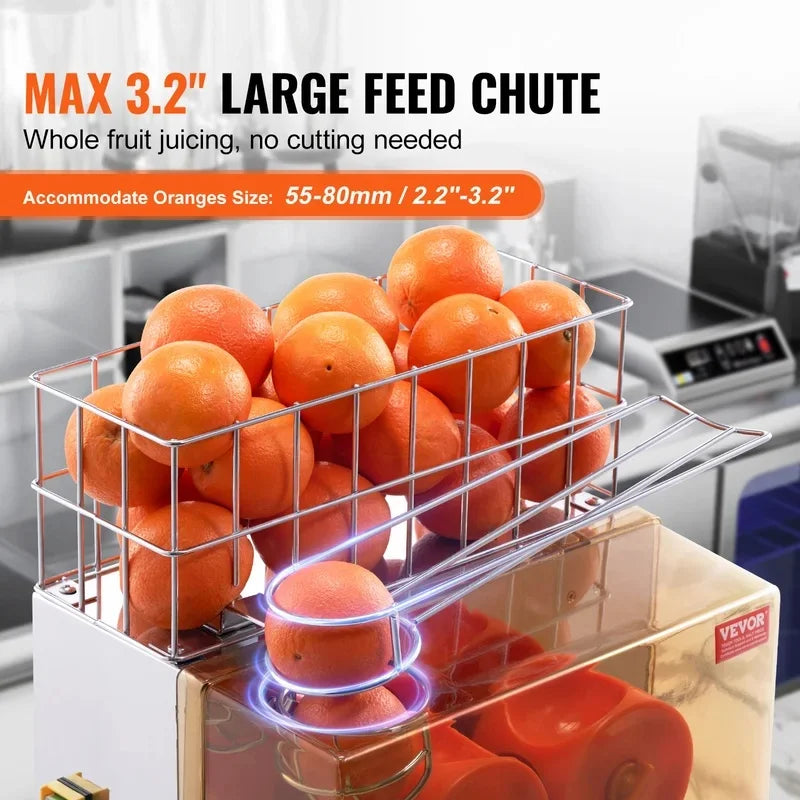 Exprimidor de Naranjas Comercial Automático de Acero Inoxidable con Caja de Filtro Extraíble ﻿