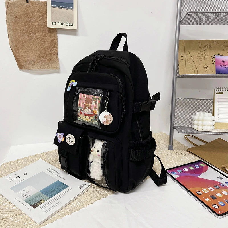 Mochilas bonitas para mujer, mochila escolar de nailon con múltiples bolsillos impermeable para estudiantes y niñas, mochila Kawaii para ordenador portátil, Mochilas