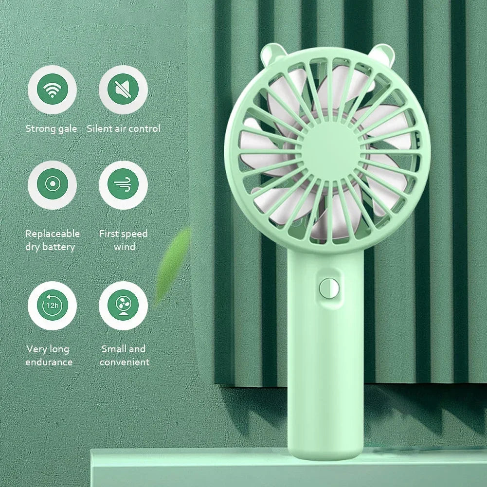 Ventilador de mano portátil, pequeño ventilador de refrigeración, recargable por USB, Enfriador silencioso de pestañas, ventilador de mano, Mini escritorio recargable por USB