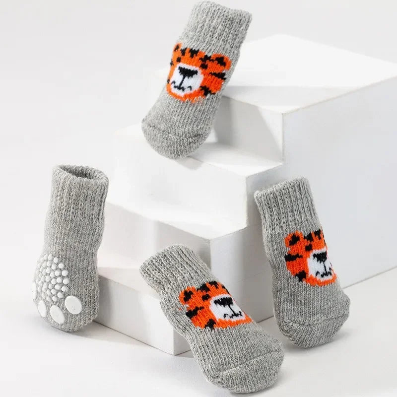 4Pcs/Set Pet Socks Anti Slip Dog Foot Cover Set Teddy Dog Shoes Set 4 Dogs Socks Puppy Socks Dogs Shoes for Small Dogs