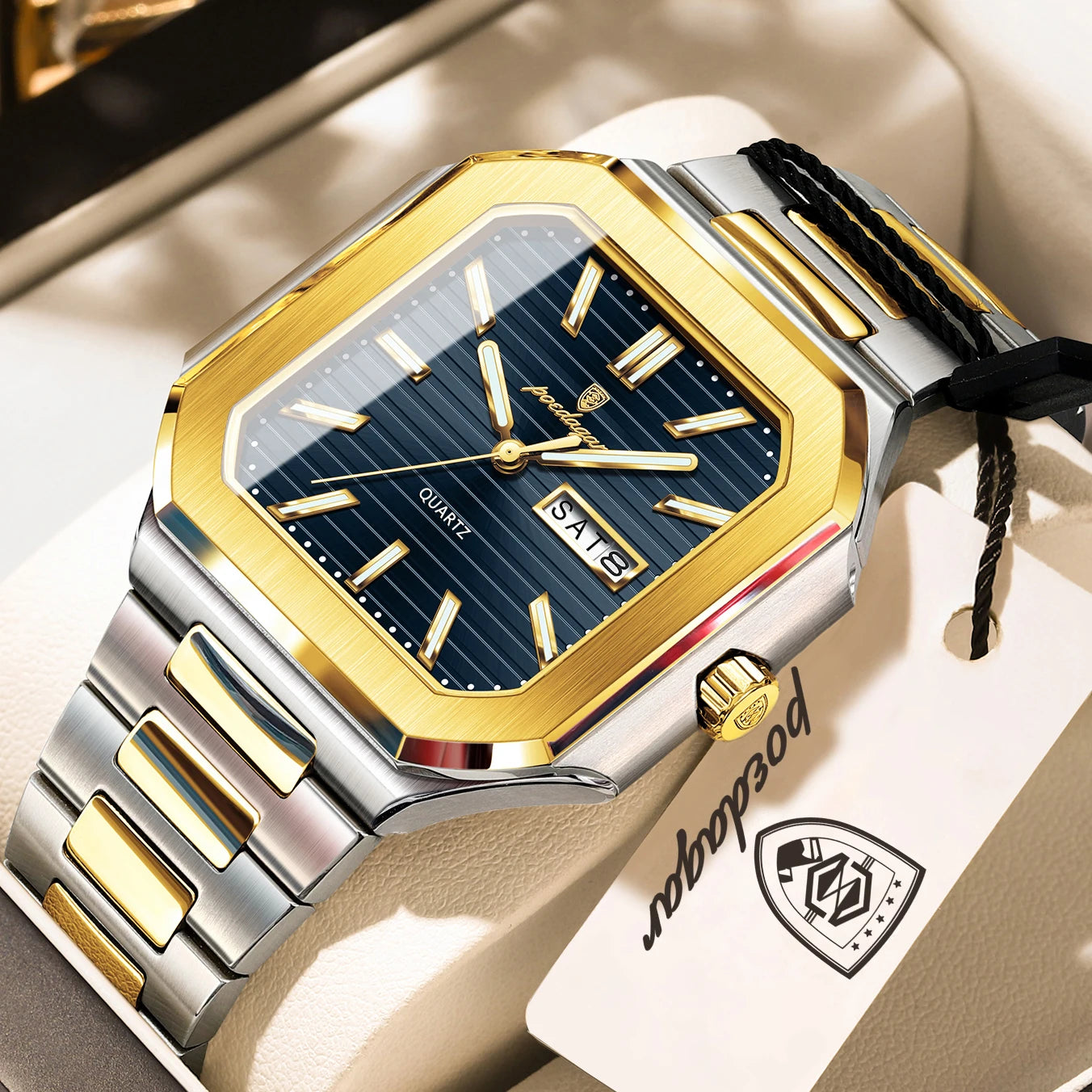 Reloj POEDAGAR de negocios para hombre, resistente al agua, luminoso, con fecha, semana, relojes clásicos para hombre, Reloj de pulsera de cuarzo de acero inoxidable para hombre