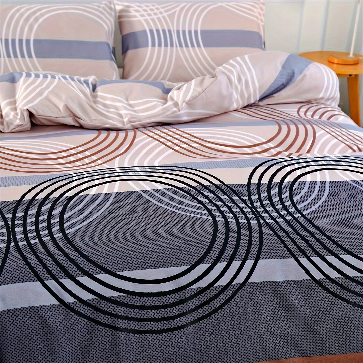 Juego de funda nórdica de 3 piezas con 2 fundas de almohada, poliéster transpirable, lavable a máquina, cierre de cremallera