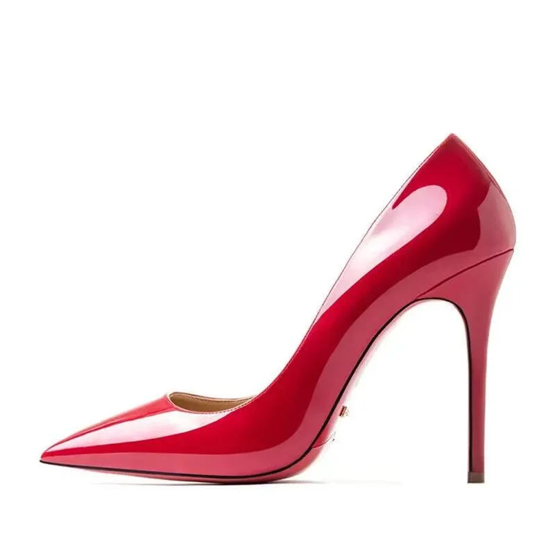 Zapatos de Tacón Alto para Fiesta de Boda, Tallas Grandes 35-44, Zapatos Rojos Nude Sexys con Suela de Goma, Punta Puntiaguda, Zapatos de Tacón Bajo para Mujer