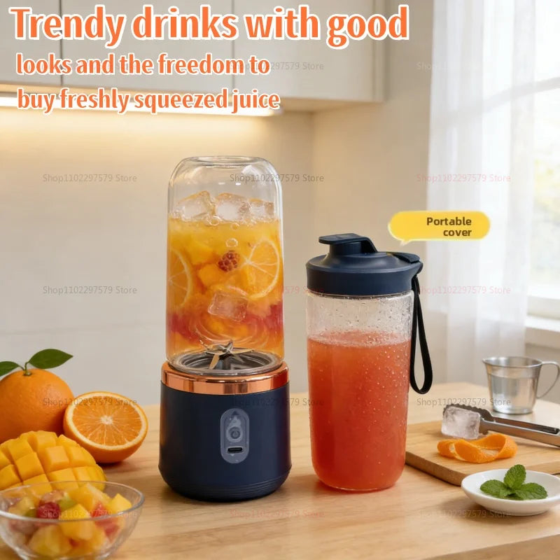 Licuadora Eléctrica Portátil de 6 Cuchillas, Máquina para Hacer Jugos y Smoothies, Trituradora de Hielo, Procesador de Alimentos Personal para Bebidas Frescas