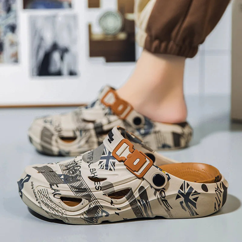 Nuevos zuecos para hombre, zapatos de verano de diseño lujoso, sandalias para caminar a diario en la playa, calzado interior, talla 39-46, zapatos cómodos para hombre, zapatillas