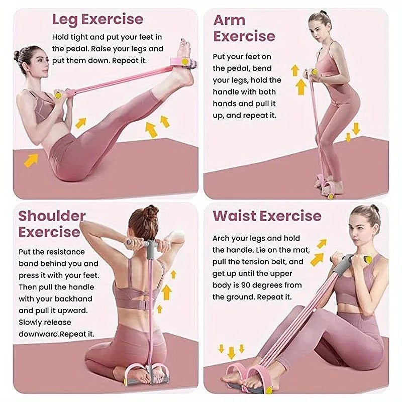 Set de Bandas de Resistencia Multifunción, 4 Tubos para Entrenamiento Intenso, Agarraderas de NBR para Mayor Comodidad, Uso en Oficina/Sala de Estar/Dormitorio