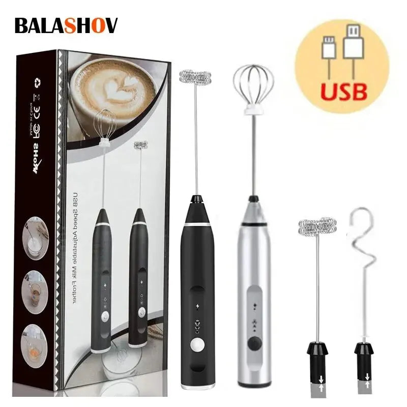 Espumador de leche eléctrico portátil, licuadora de mano, Mini cafetera USB, batidora, crema de capuchino, batidor de huevos, licuadora de alimentos