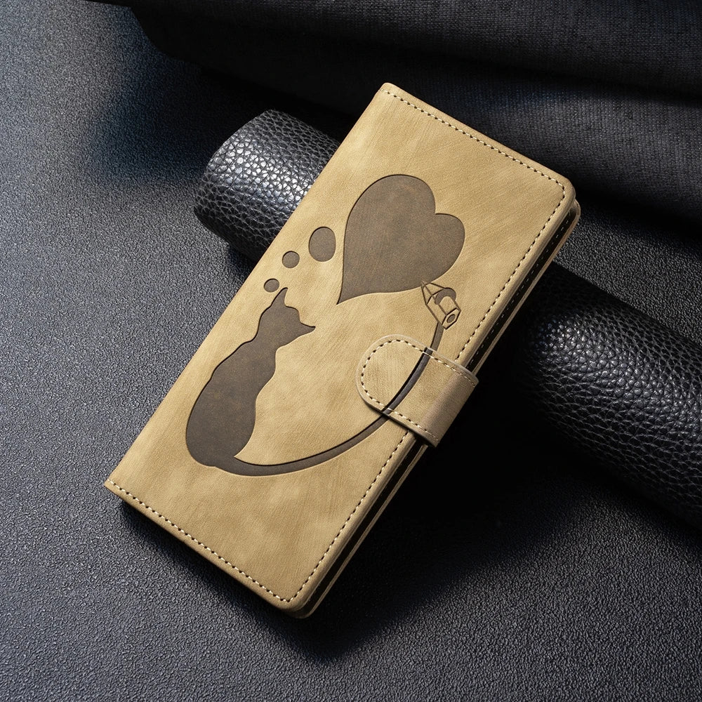 Funda tipo cartera de cuero con diseño de gato y mariposa para iPhone 17, 15, 16, 14, 13, 12, 11 Pro Max, iPhone 15 Plus