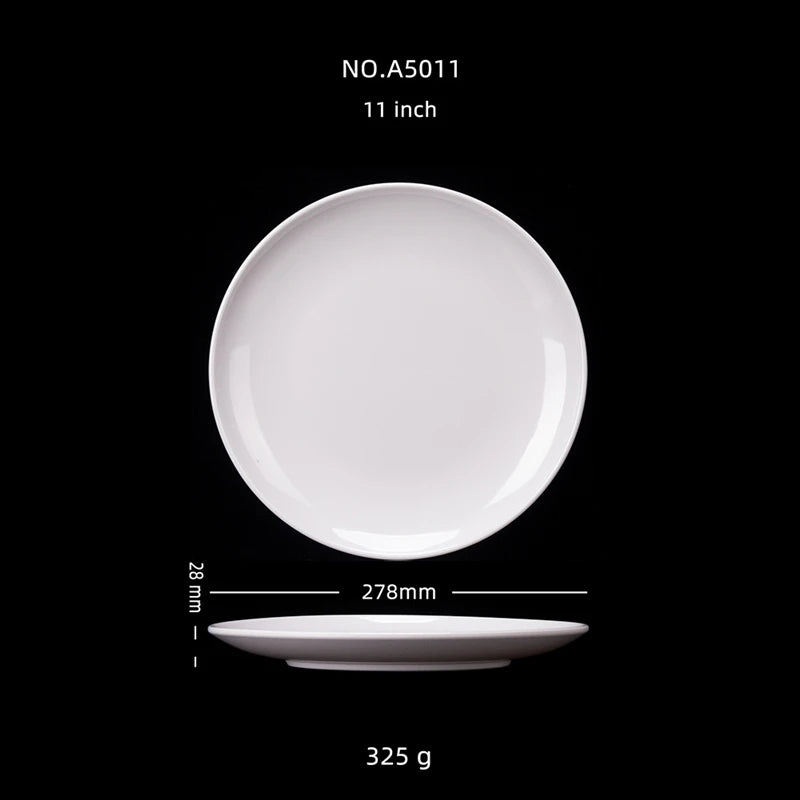 Platos redondos de melamina para Hotel, juegos de cena de 8-14 pulgadas, platos blancos de porcelana de imitación, bandeja para servir, vajilla hermosa, comida occidental
