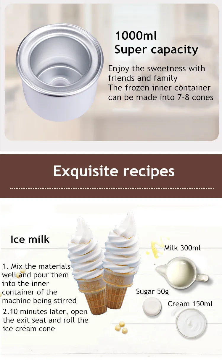 Máquina de helado Manual automática de sobremesa operación Simple Mini máquina de helado suave de gran capacidad para el hogar DI
