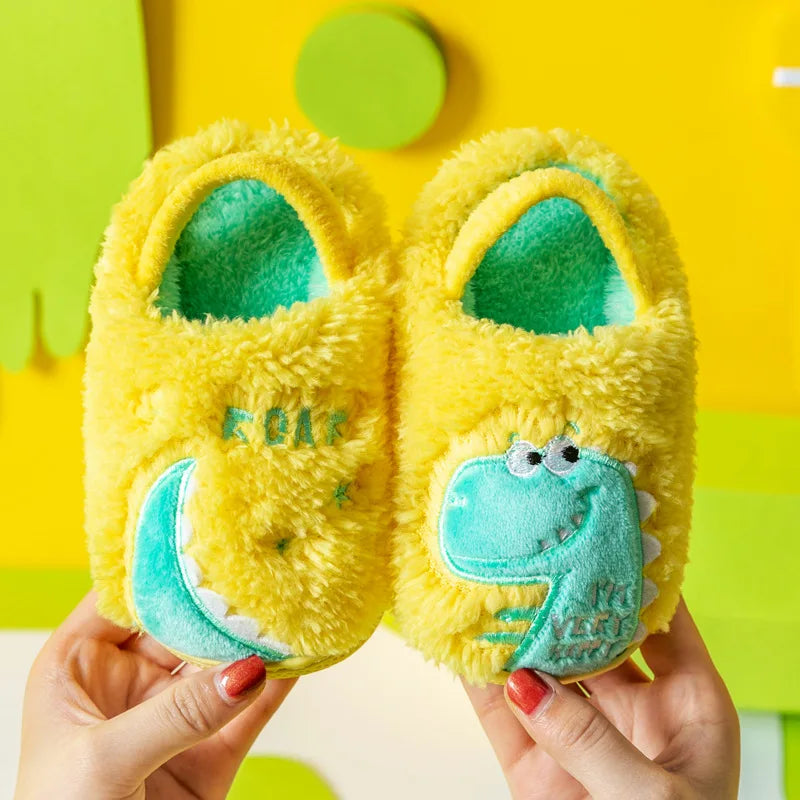 Zapatillas de algodón para bebé de 1 a 3 años, 2 hombres, Otoño/Invierno, antideslizantes para interiores, zapatos de algodón de felpa para niños, bolso con tacón para el hogar