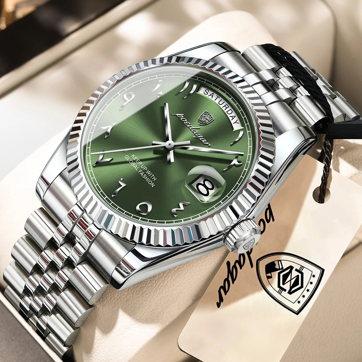 Reloj de Pulsera para Hombre de la Marca POEDAGAR, a la Moda, Resistente al Agua, con Fecha y Día de la Semana, Reloj de Negocios para Hombre, de Acero Inoxidable, de Alta Calidad, de Cuarzo
