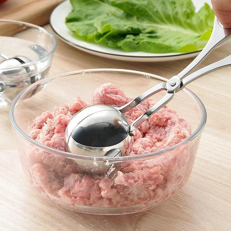 Herramienta para hacer bolas de carne, Clip redondo de acero inoxidable, cuchara moldeadora de bolas de arroz, molde para hacer albóndigas, utensilio de cocina relleno antiadherente
