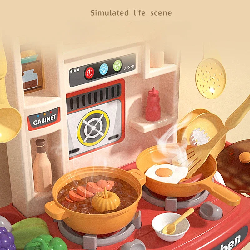 Juguete de Cocina de Simulación para Niños, Mesa de Cocina con Sonido, Utensilios de Cocina para Niñas, Juego de Juguetes Educativos para Cocinar