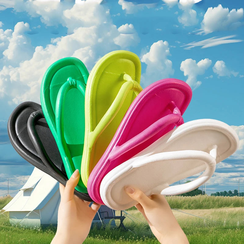 Chanclas de verano de colores caramelo, zapatillas planas de fondo suave para playa para mujeres y hombres, sandalias planas antideslizantes ligeras para exteriores