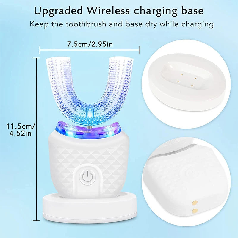 Cepillo de dientes eléctrico en forma de U para el cuidado Dental, cepillo de dientes eléctrico automático en forma de U de 360 grados