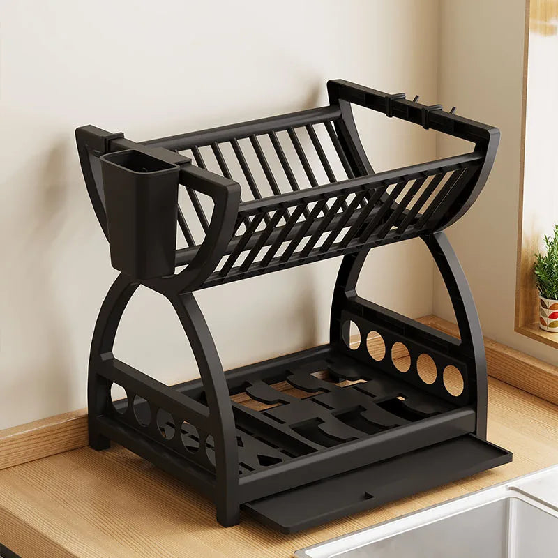 Escurridor de Platos de Doble Capa para Cocina, Organizador de Utensilios de Cocina, Ahorra Espacio