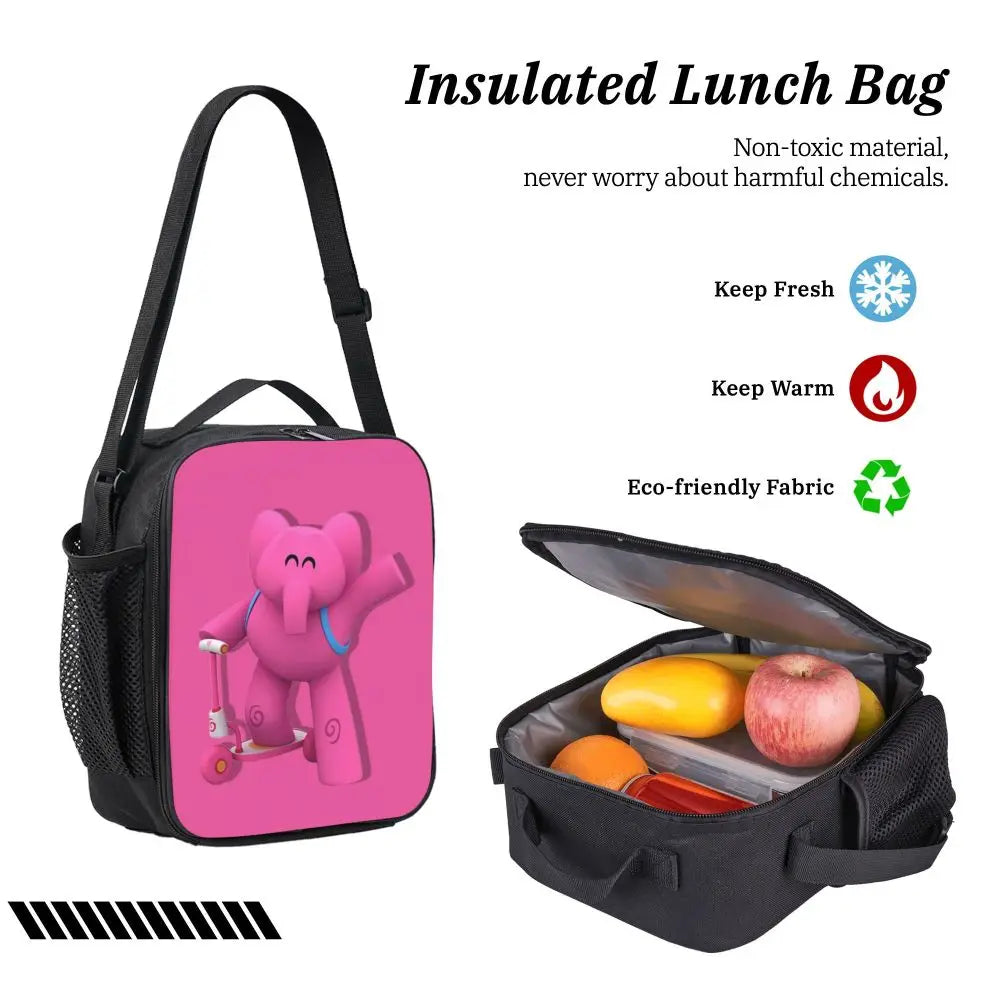 Mochila azul de dibujos animados de Pocoyo para niños, mochila escolar, bolsos de hombro para ordenador, bolsa de almuerzo aislada de 3 piezas, estuche para lápices