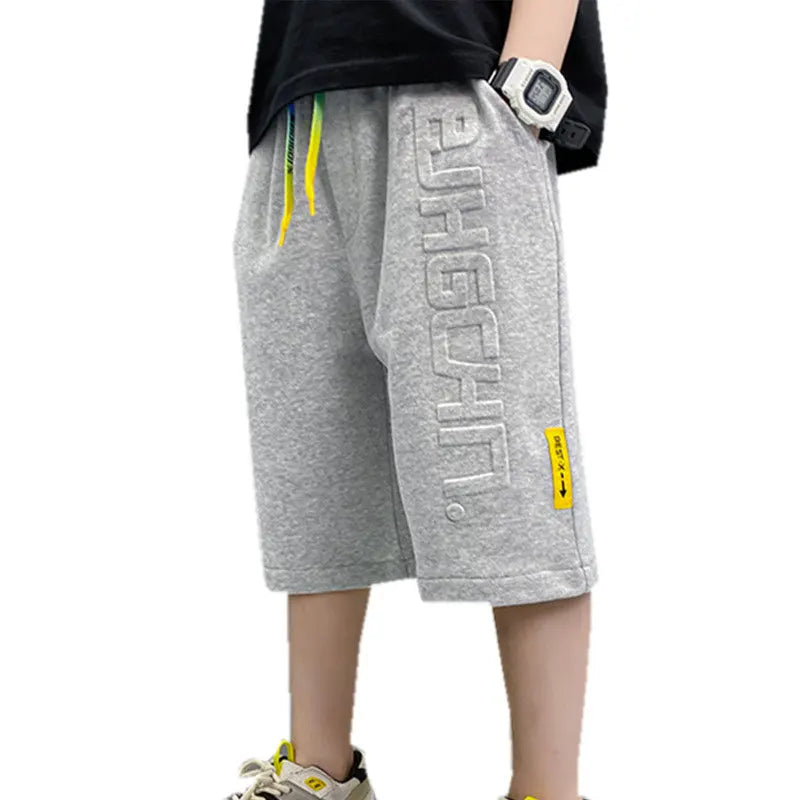 Pantalones cortos deportivos de algodón para niños, hasta la rodilla pantalón de chándal, talla 5, 6, 7, 8, 10, 12, 13, 14 años, gran oferta, Verano