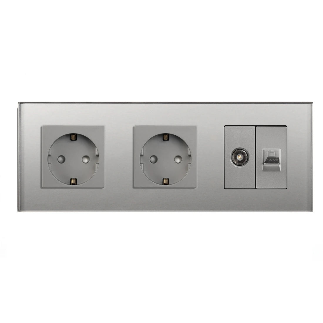 Bingoelec-interruptor de luz inteligente gris y enchufe de pared WiFi con Panel de cristal, interruptores con enchufes para mejorar el hogar