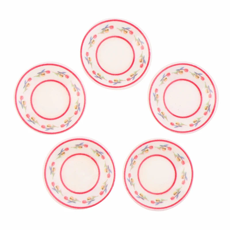 5 Piezas de Mini Platos para Casa de Muñecas 1/12, Modelo de Simulación de Cocina, Decoración para Casa de Muñecas, Accesorios para Casa de Muñecas, Juguetes de Imitación