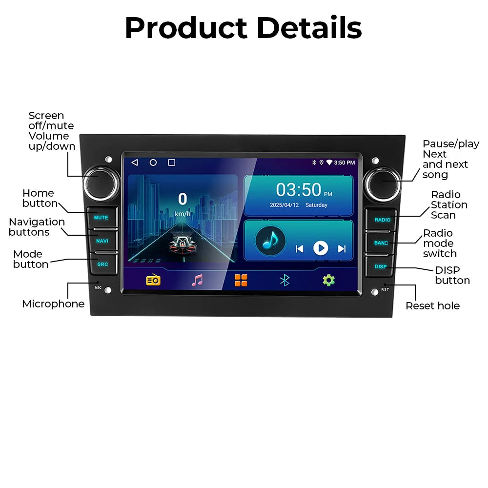 Radio Multimedia de coche 2Din para Opel Astra Antara Corsa 7 pulgadas inalámbrico CarPlay Android Auto receptor de Radio FM reproductor estéreo de coche