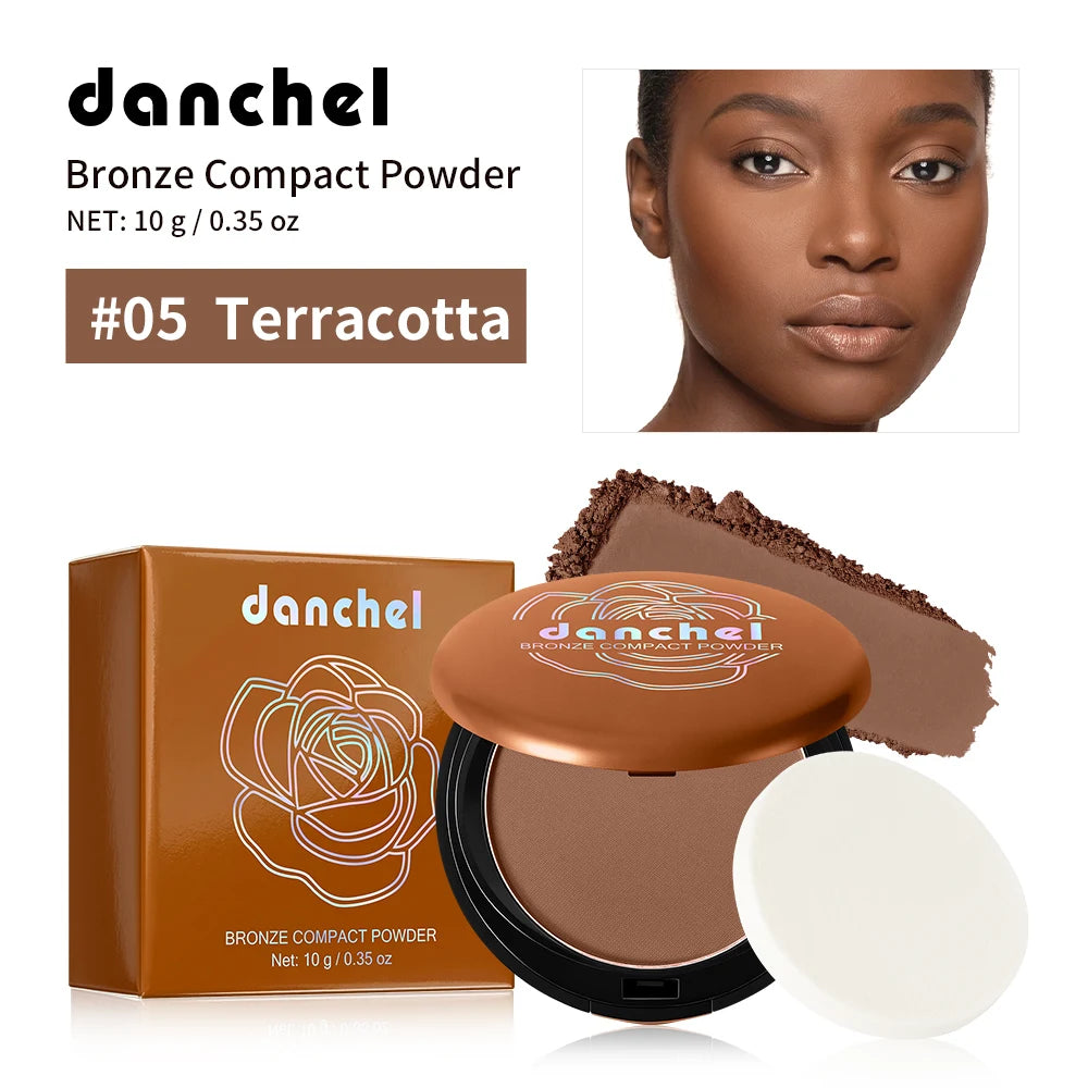 Polvo Compacto Mate Bronceado de Larga Duración, Control de Grasa, Define el Contorno Facial, Polvo Fijador con Acabado Mate Suave, Maquillaje Coreano