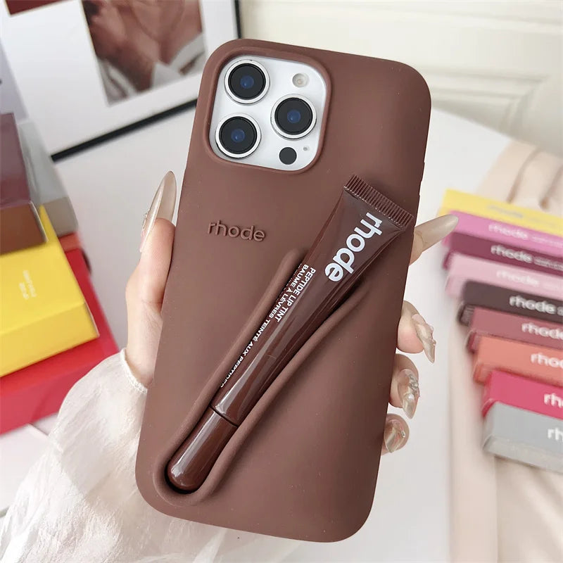 Funda para iPhone 17 16E 16 12 13 14 15 11 Pro Max Plus con diseño de brillo labial de vainilla, espresso y frambuesa Autumn Ribbon Toast