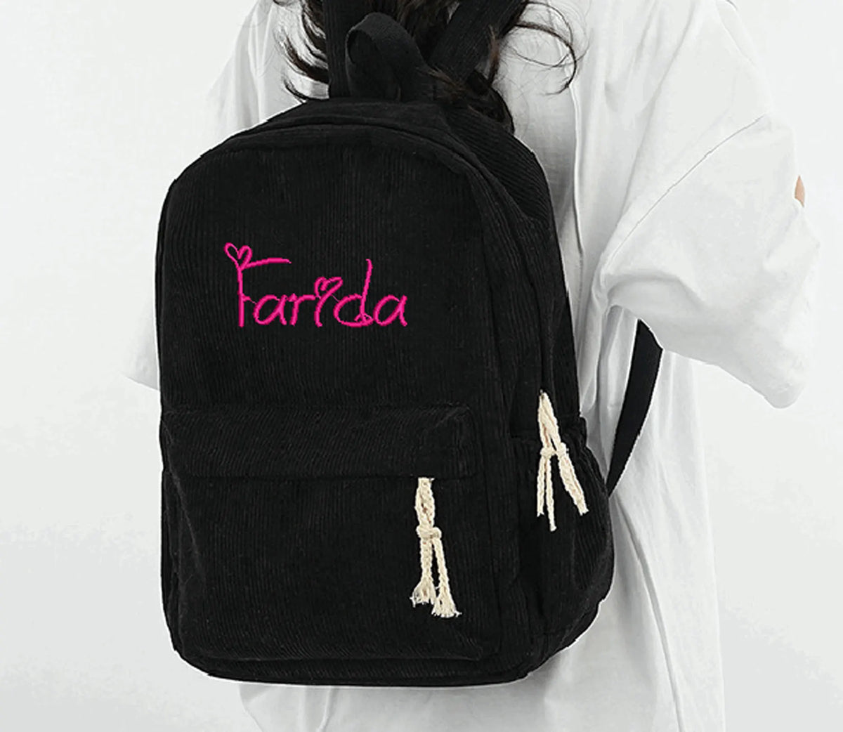 Mochila escolar personalizada, nuevas mochilas de moda para niños, estudiantes, pana, nombre único, bolsas de viaje de gran capacidad, mochila de senderismo