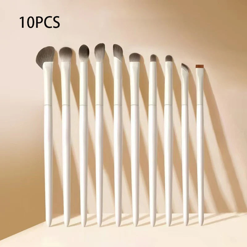 Juego de brochas de maquillaje natural para ojos, brocha para sombra de ojos, brocha de maquillaje blanca ultrasuave, herramienta de maquillaje para sombra de ojos y delineador de ojos, 5/8/10 Uds.