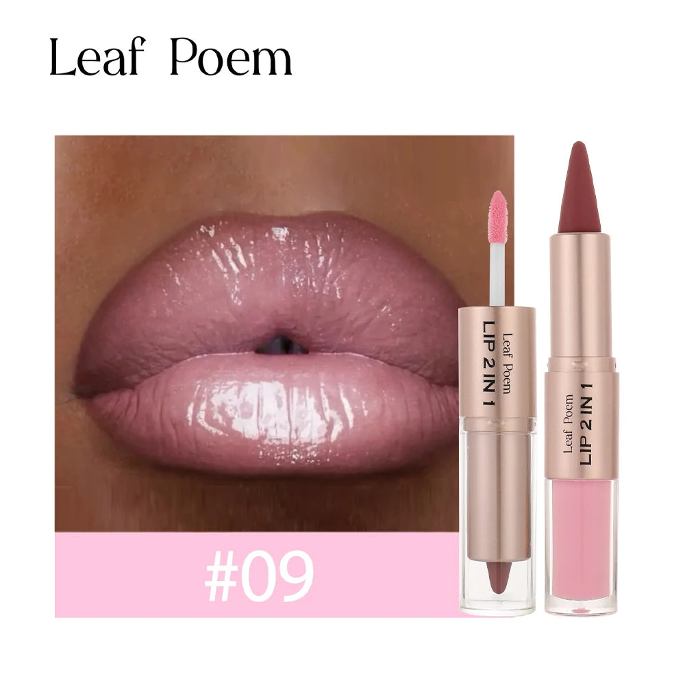 Maquillaje de Labios 2 en 1 Color Rosa Ciruela Oscuro, Delineador de Labios Mate, Brillo Labial Voluminizador con Efecto Espejo, Contorno de Labios Resistente al Agua, Maquillaje No Pegajoso
