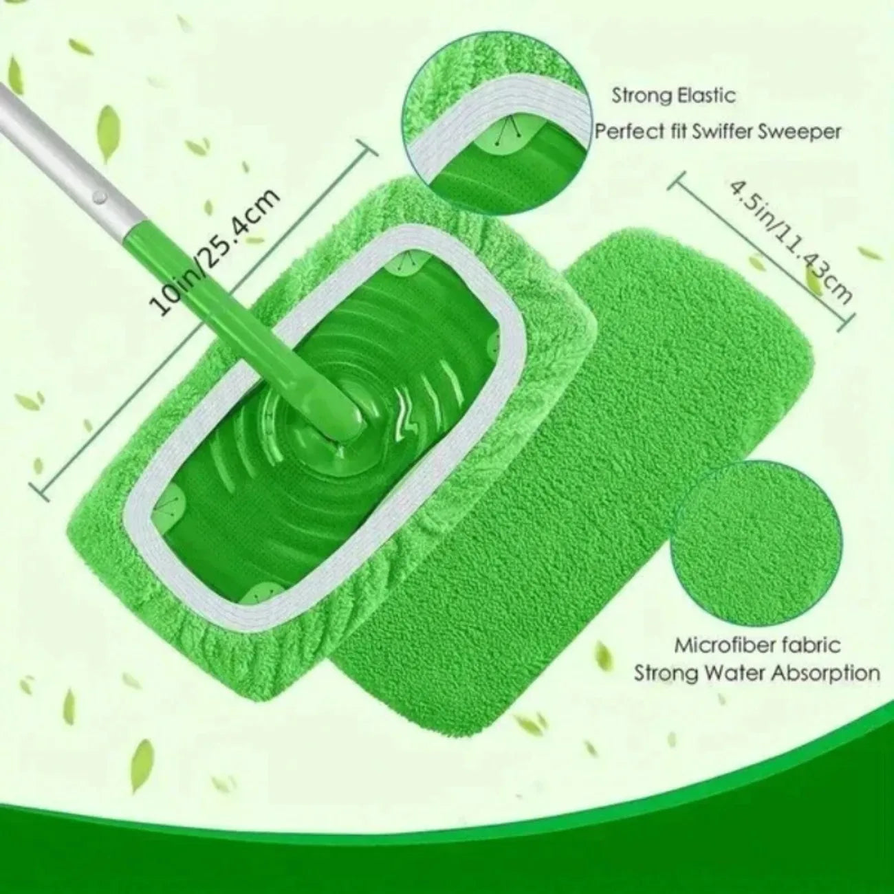 Juego de fundas para fregona ecológicas: paquete de 6 almohadillas planas lavables para fregar, fregar en húmedo y recoger el pelo de mascotas, alternativa reutilizable