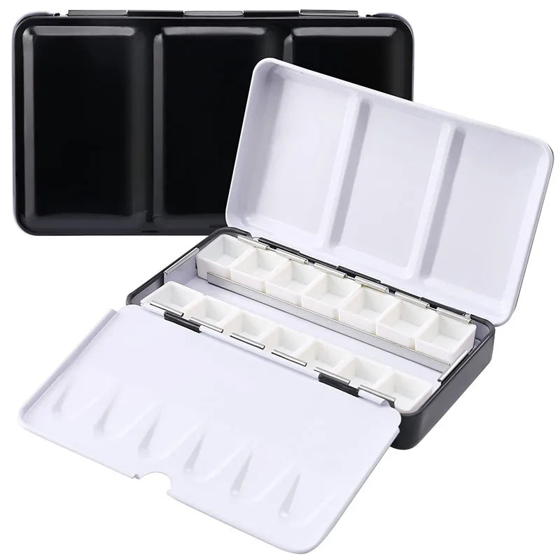 Caja de paleta de estaño de acuarela de Metal vacía con 14/26/52 Uds. Medias sartenes de acuarela vacías desmontables para paleta de acuarelas de viaje DIY