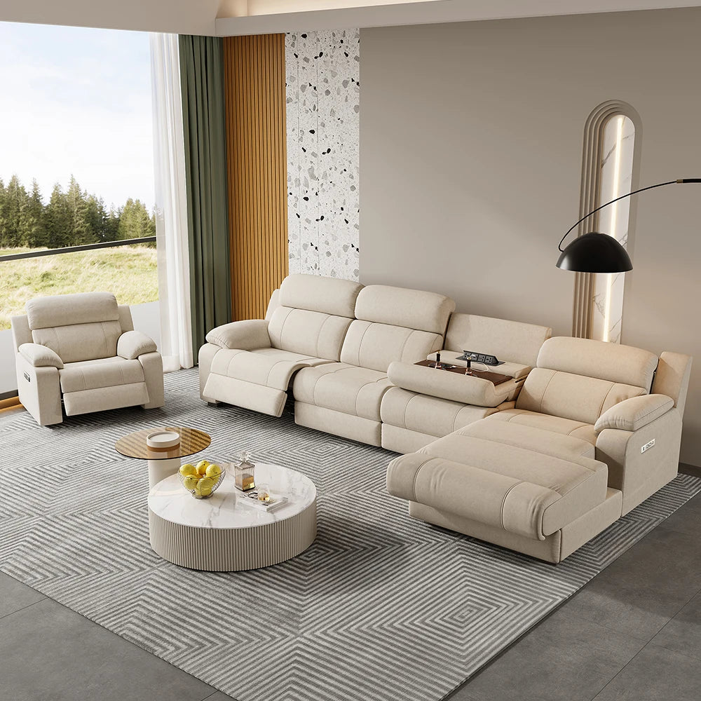 Sofá de tela eléctrico multifuncional, chaise longue recta ajustable, cómodo, individual, para varias personas, mueble para el hogar