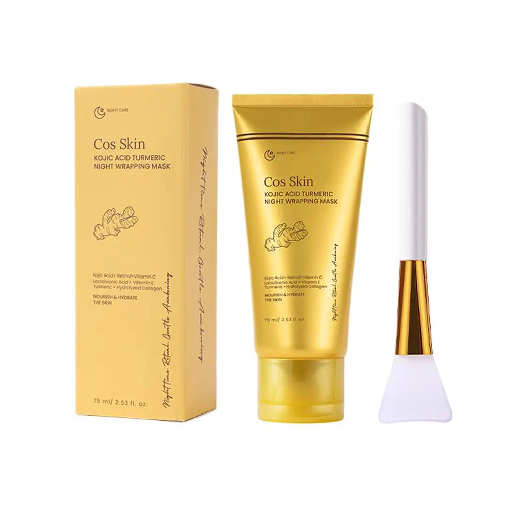 Kit de Mascarilla Nocturna Exfoliante con Ácido Kójico y Cúrcuma, Colágeno Hidrolizado Nutritivo, Piel Radiante, Reafirmante y Revitalizante