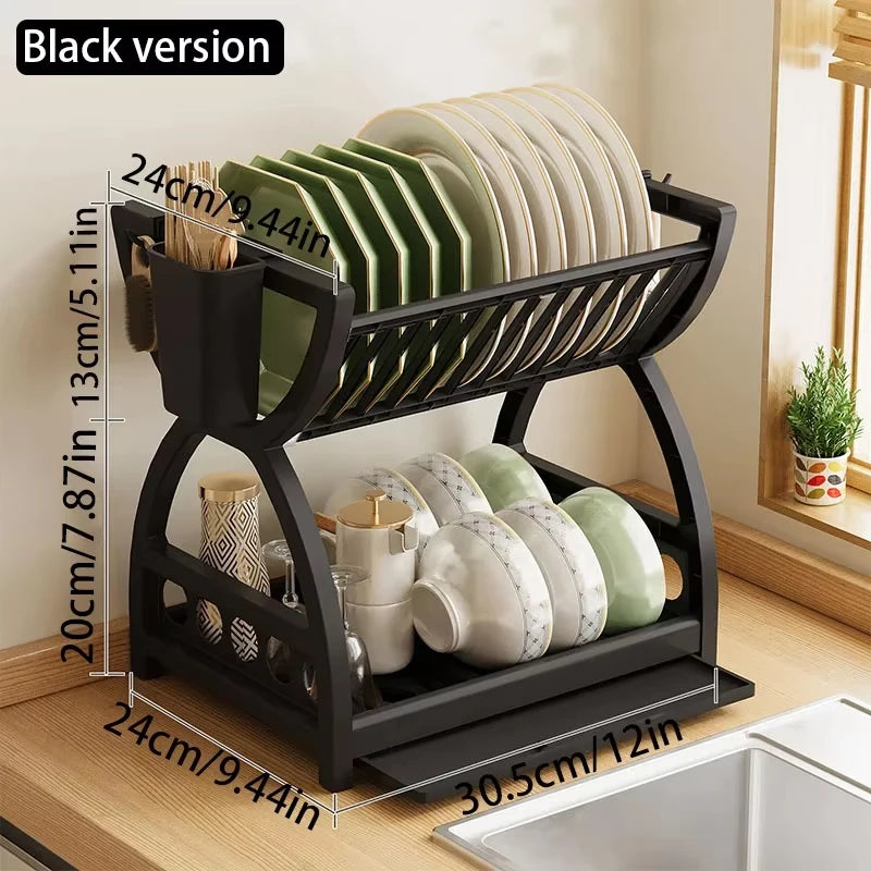 Escurridor de Platos de Doble Capa para Cocina, Organizador de Utensilios de Cocina, Ahorra Espacio