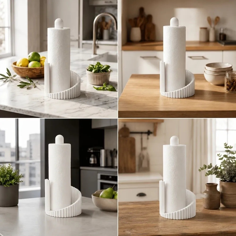 Dispensador de toallas de papel para impresión 3D, de pie, estable, para la cocina, que ahorra espacio y ofrece un sistema sencillo para guardar rollos de papel.