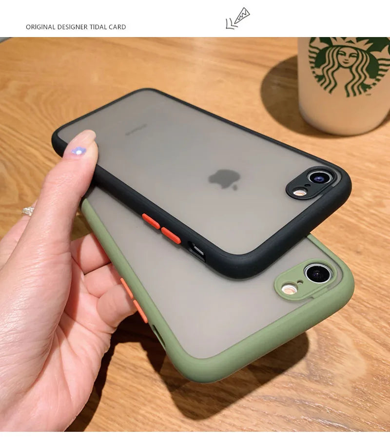 Funda anticaída 2 en 1 para iphone, carcasa protectora de poros finos, esmerilada, para iphone SE 2020, 7, 8, SE2, 2020, 2022