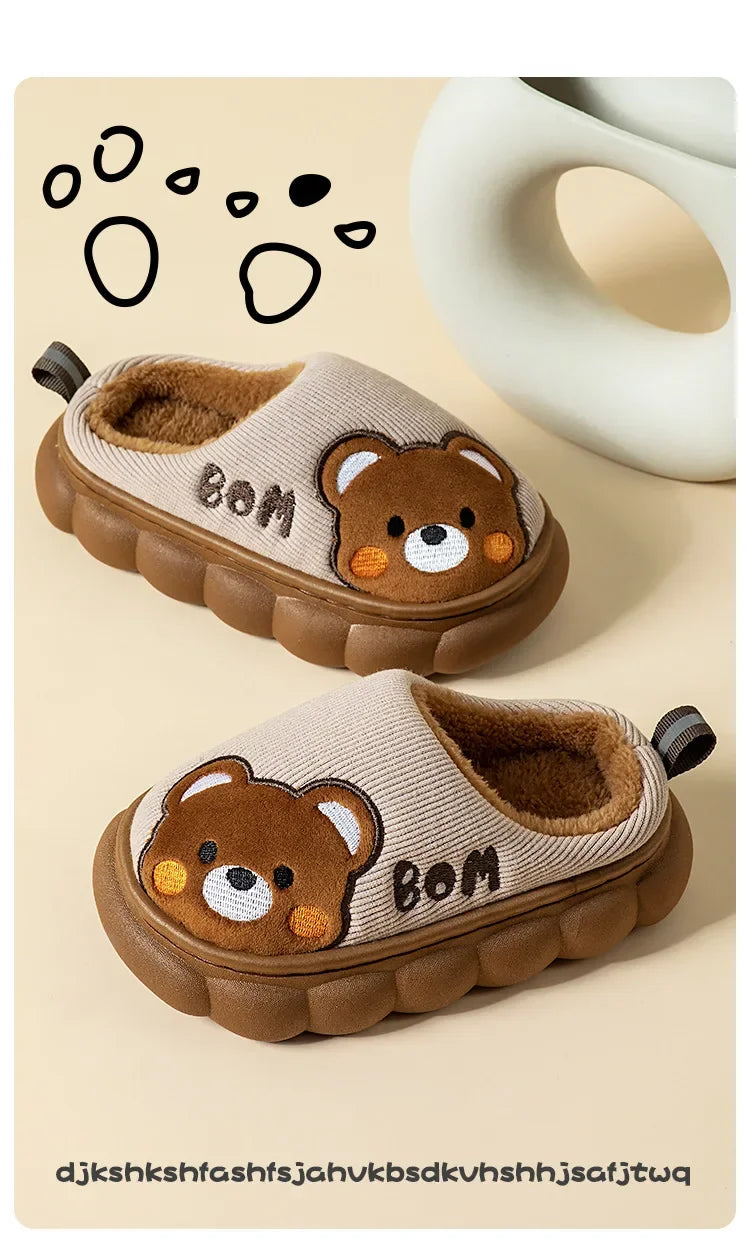 Otoño Invierno niños zapatillas de algodón niños pequeños interior antideslizante cálido Zapatilla de casa niños niñas bebé lindo zapatos de felpa de dibujos animados