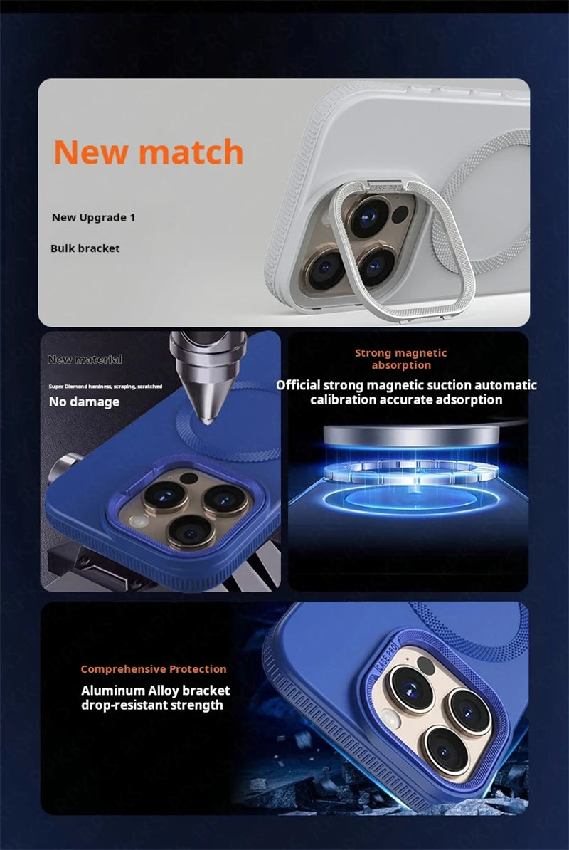 Soporte de marco de lente para funda de teléfono de carga Magsafe para iPhone 16 15 14 13 12 11 Pro Max cubierta de silicona suave dorada magnética del desierto
