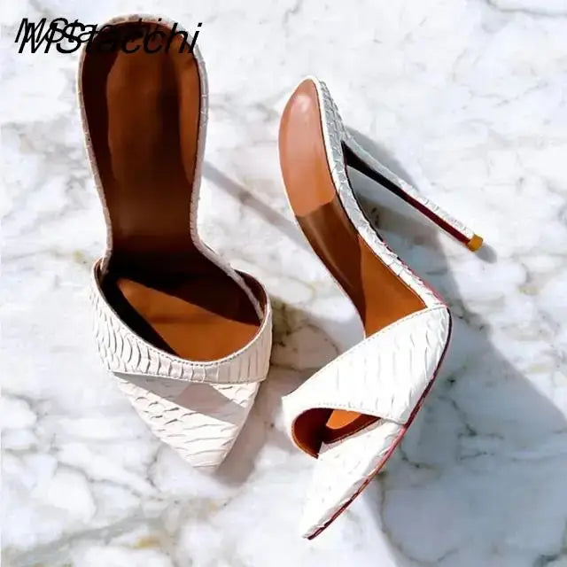 Zapatillas de tacón súper alto para mujer, zapatos de verano con punta abierta, sandalias de tacón de aguja de colores combinados, zapatos sexis de fiesta para mujer, zapatos de tacón de lujo para mujer
