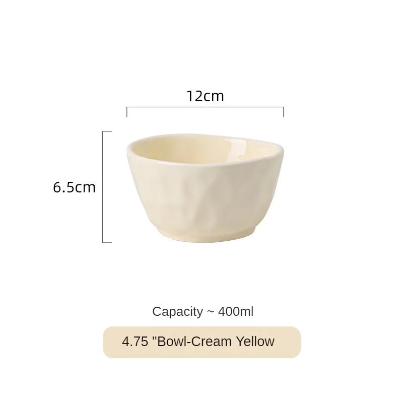Juego de cuencos y platos de cerámica de estilo nórdico para uso doméstico, alta belleza, Simple, crema, vajilla de cerámica, nuevo