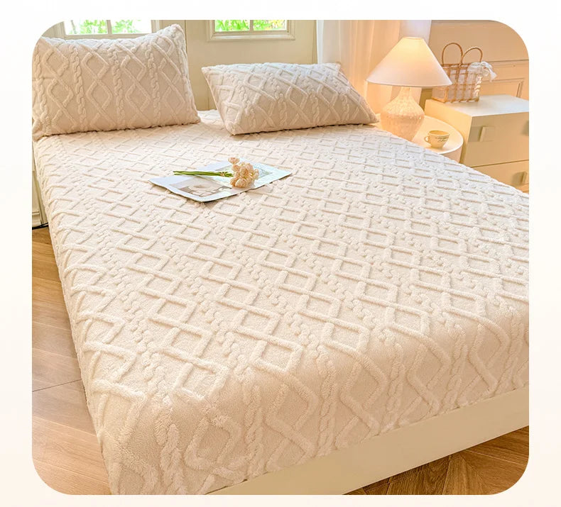 Sábana ajustable de lana Tafu de color sólido, funda protectora para colchón doméstico, antideslizante, de una sola pieza, sin funda de almohada, novedad de 2025