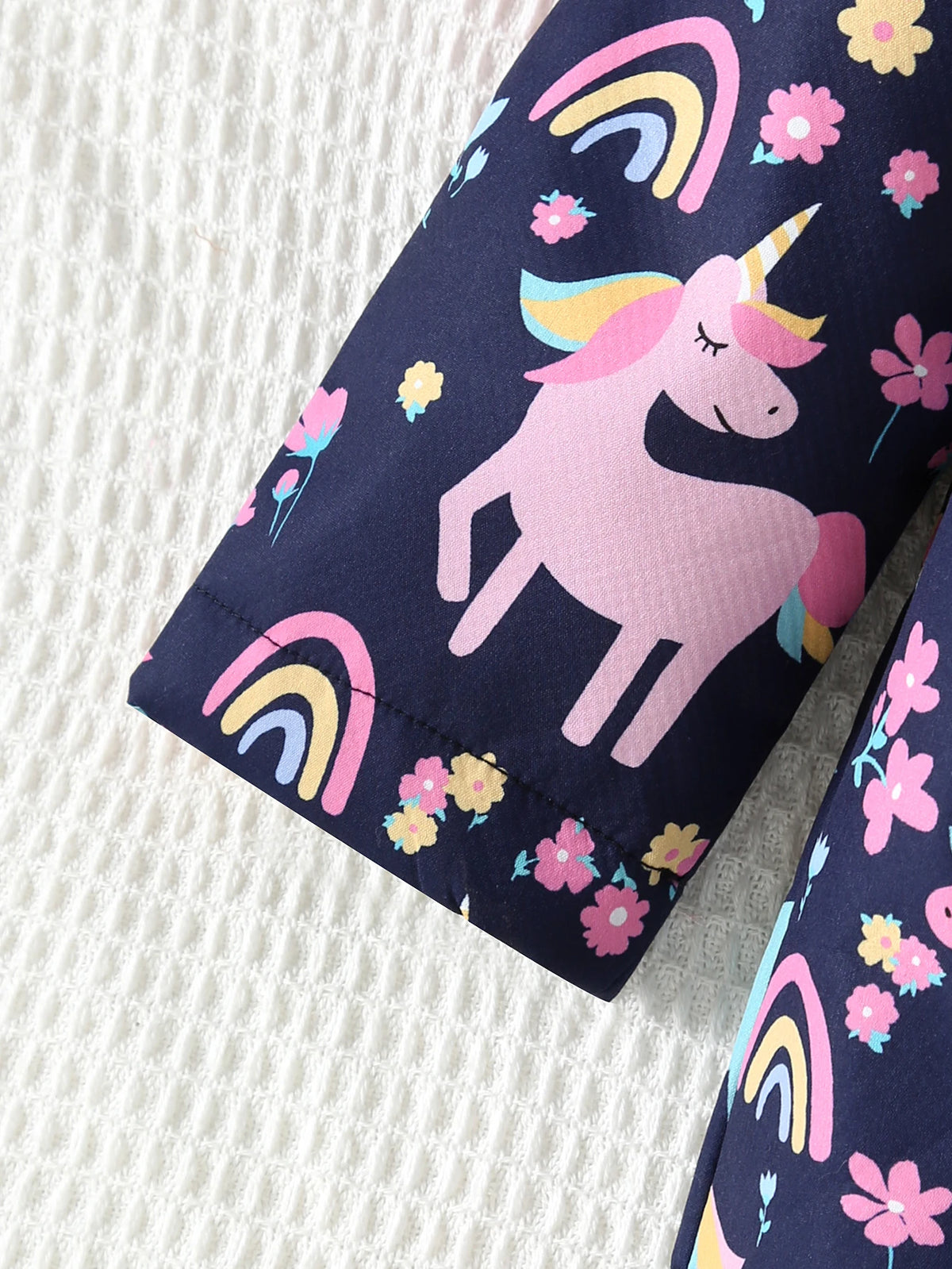 Chaqueta con estampado de flores de unicornio para niña, chaqueta informal con capucha de manga larga con aislamiento de felpa, otoño e invierno