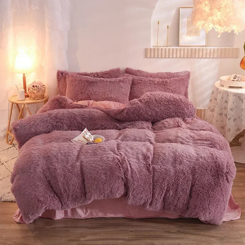 Juego de funda nórdica de felpa de lujo de 3/4 piezas: ropa de cama acogedora y suave, perfecta para el confort del dormitorio, ideal para habitaciones de invitados y dormitorio Aesth