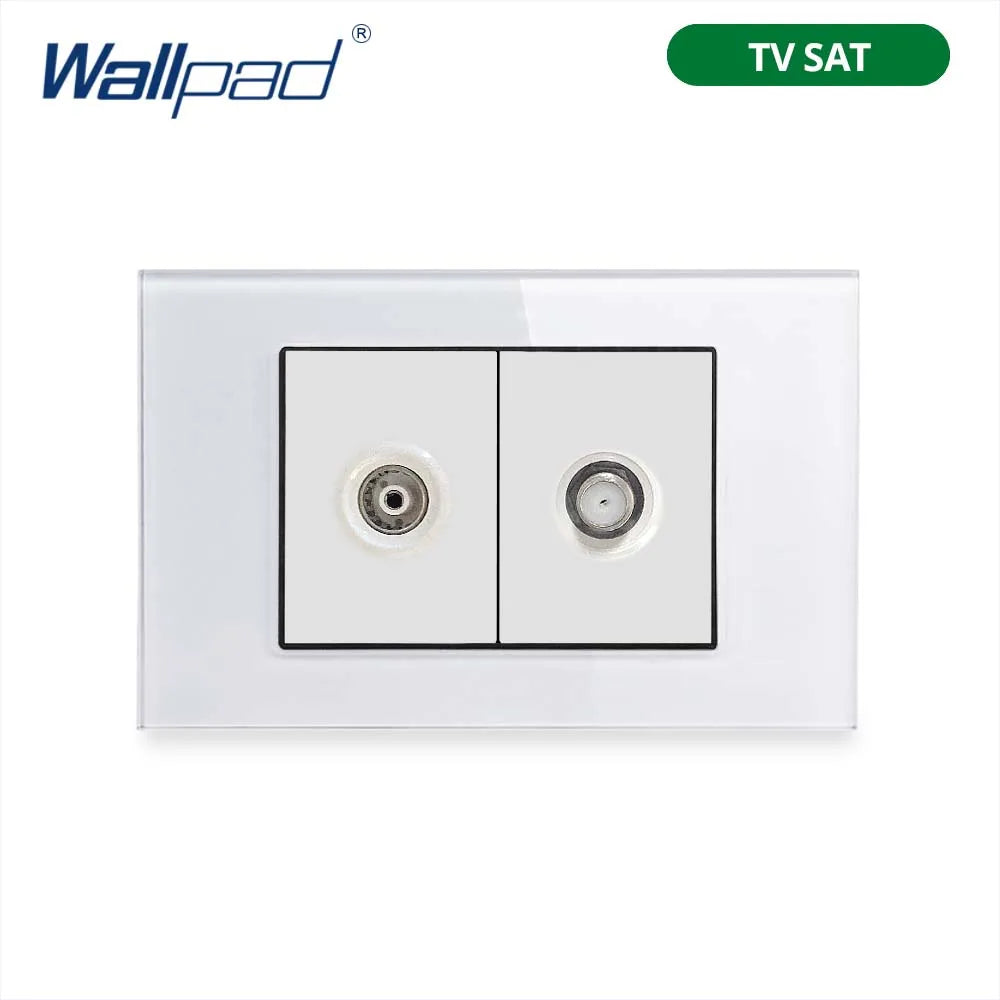 Wallpad Panel de vidrio templado blanco interruptor de luz de pared UE Reino Unido italiano Chile enchufe botón basculante 118*75mm 16A AC110-250V